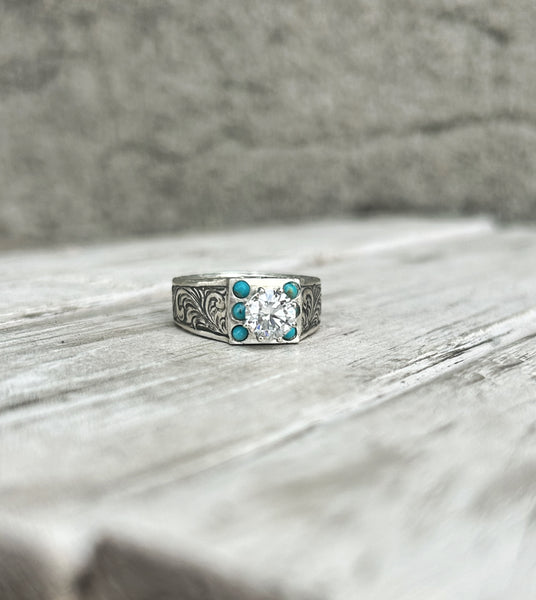 Turquoise and diamond ring