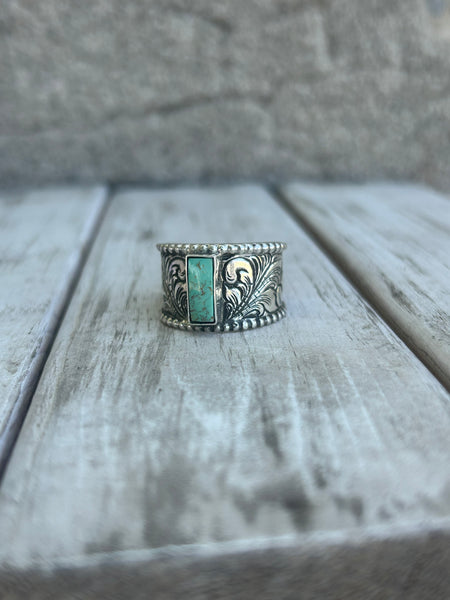 Rectangle turquoise ring