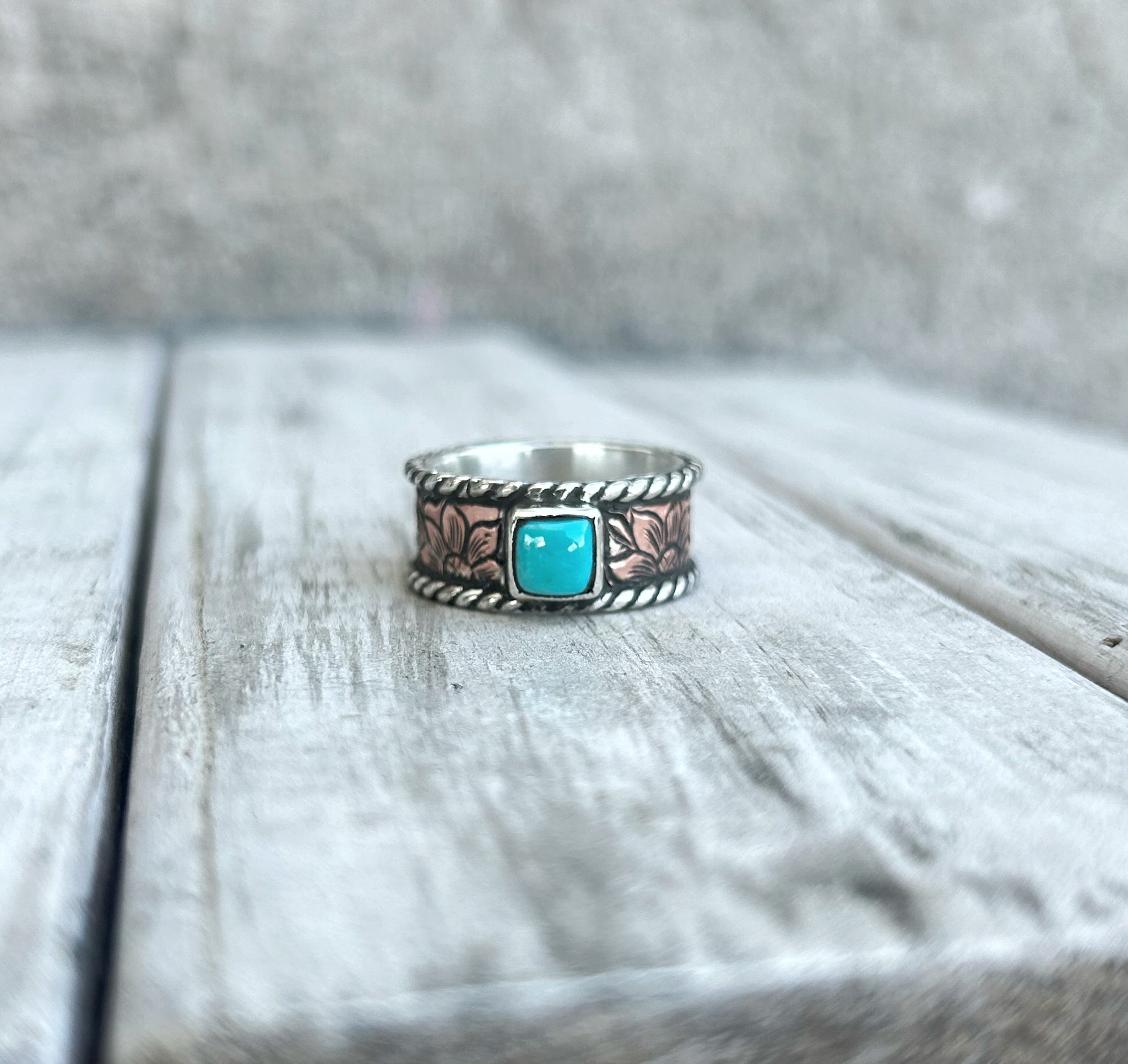 Turquoise copper ring