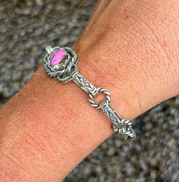 Pink dahlia bracelet