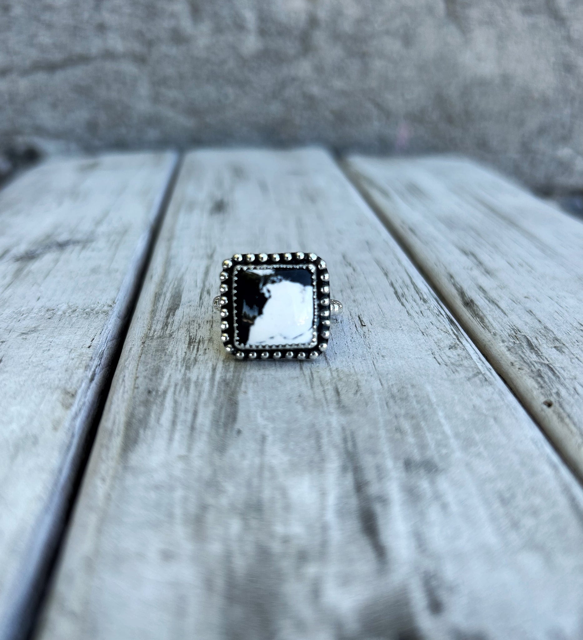 Square white buffalo ring