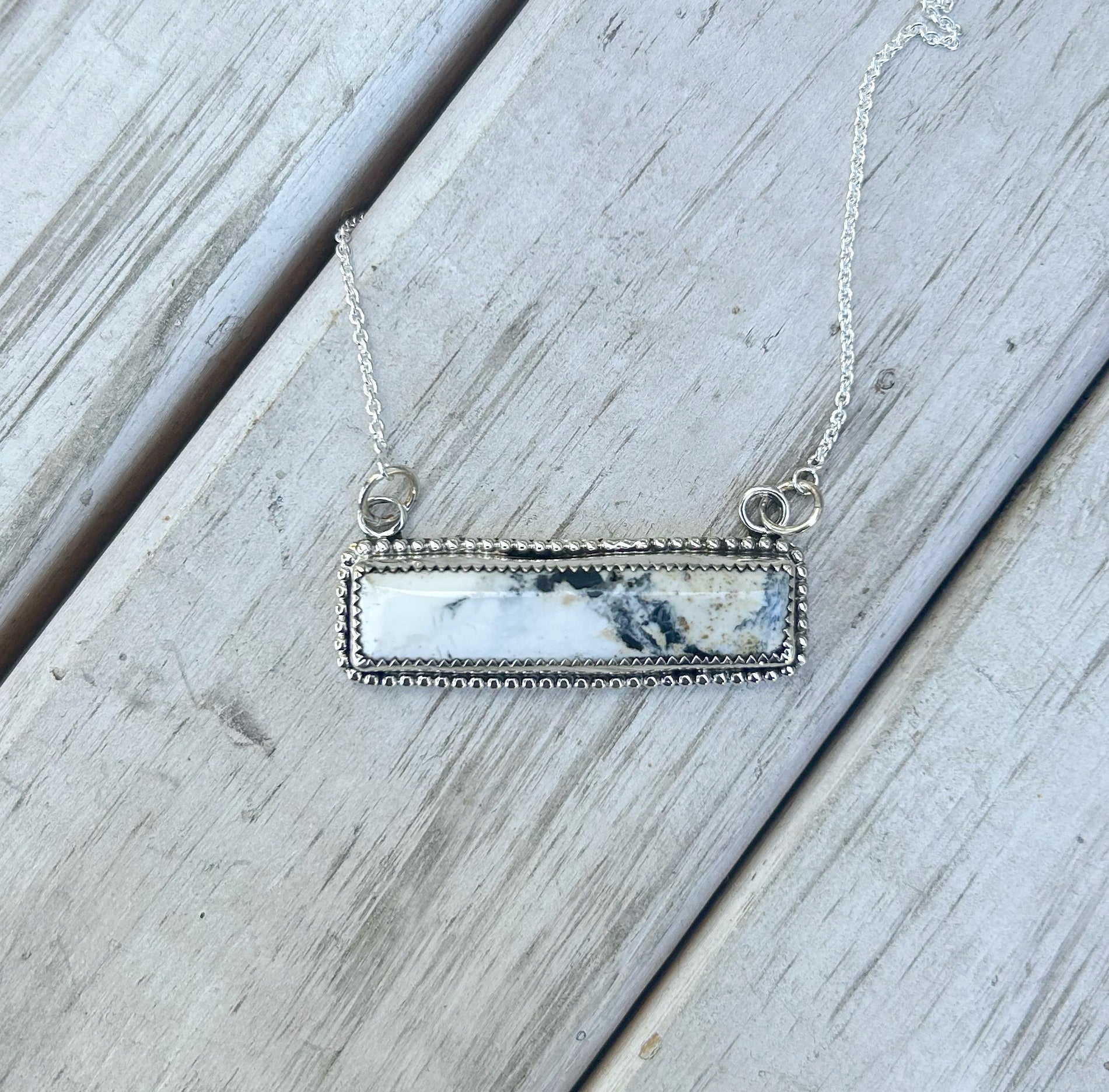 White buffalo bar necklace