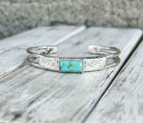 Turquoise engraved cuff