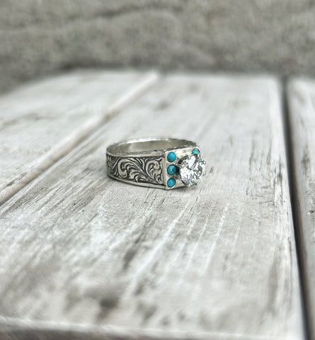 Turquoise and diamond ring