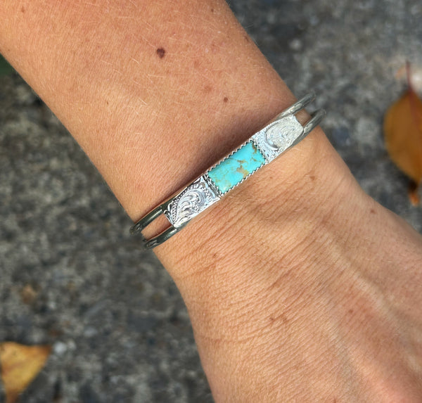 Turquoise engraved cuff