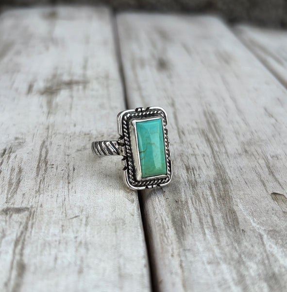 Turquoise rectangle ring