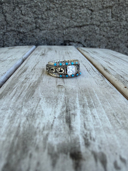 Asscher moissanite band