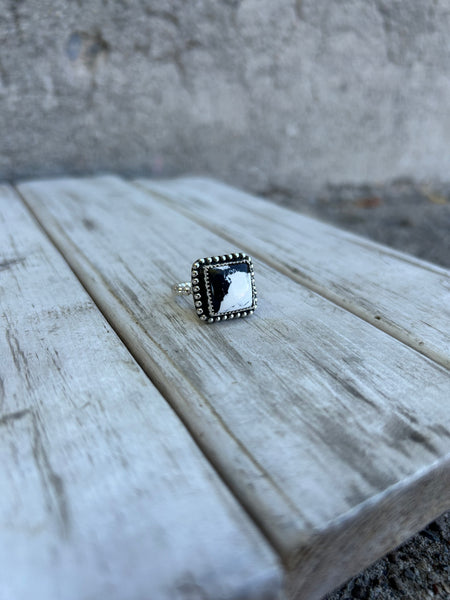 Square white buffalo ring