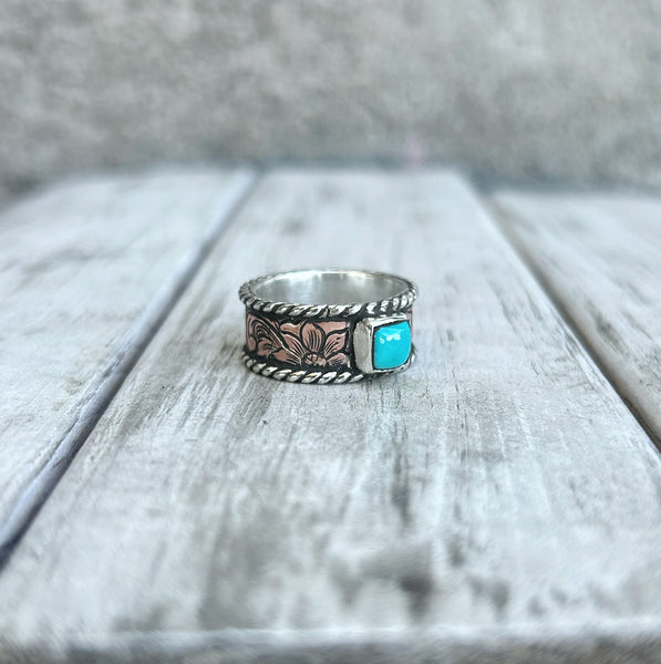 Turquoise copper ring