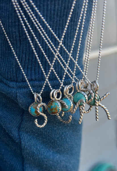 Turquoise and initial charm necklace