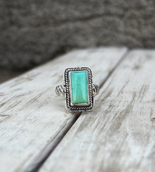 Turquoise rectangle ring