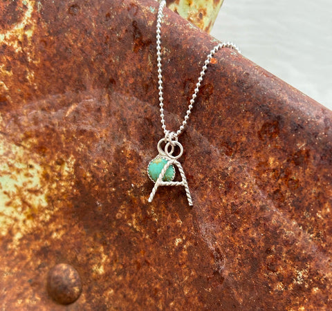 Initial and turquoise necklace