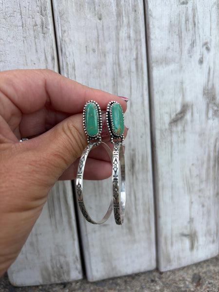 Turquoise studs with hoops