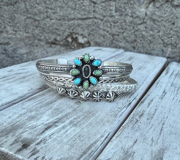 Turquoise cluster stacker bracelets