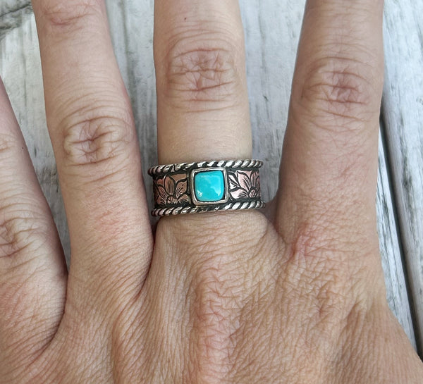 Turquoise copper ring