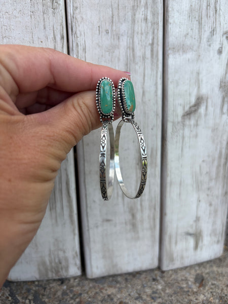 Turquoise studs with hoops