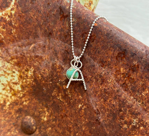 Turquoise initial charm necklace