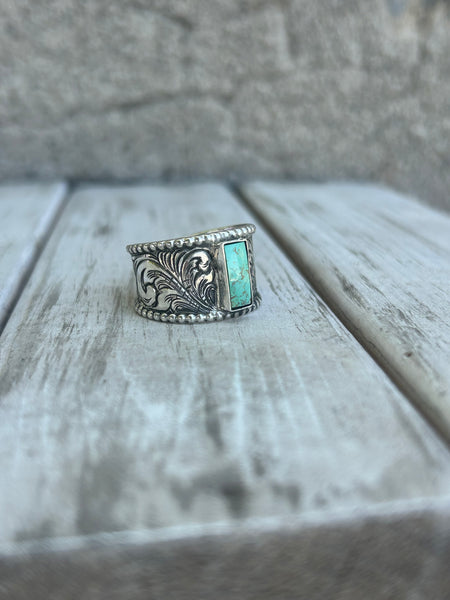 Rectangle turquoise ring