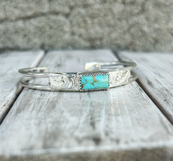 Turquoise engraved cuff
