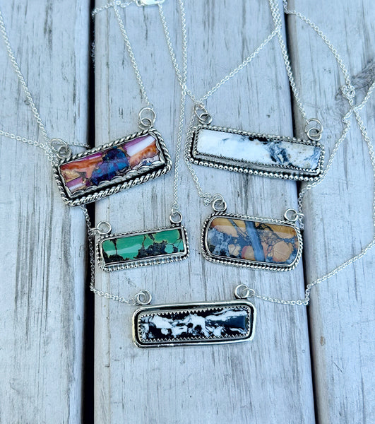 White buffalo bar necklace