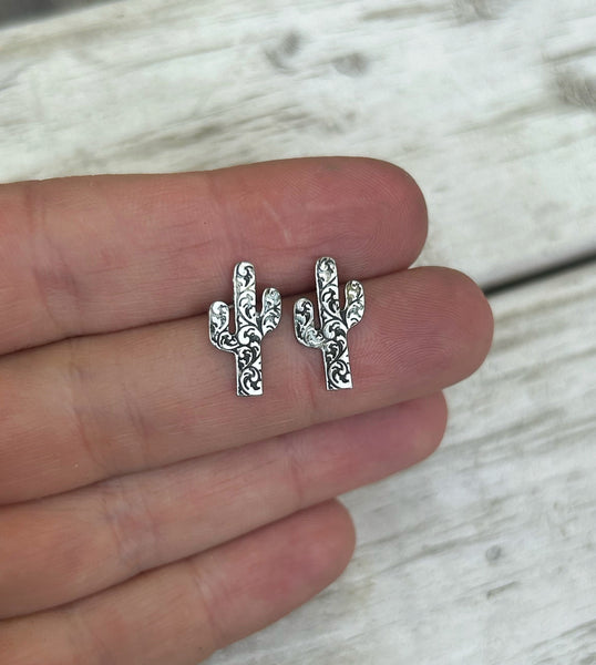 Sterling cactus studs