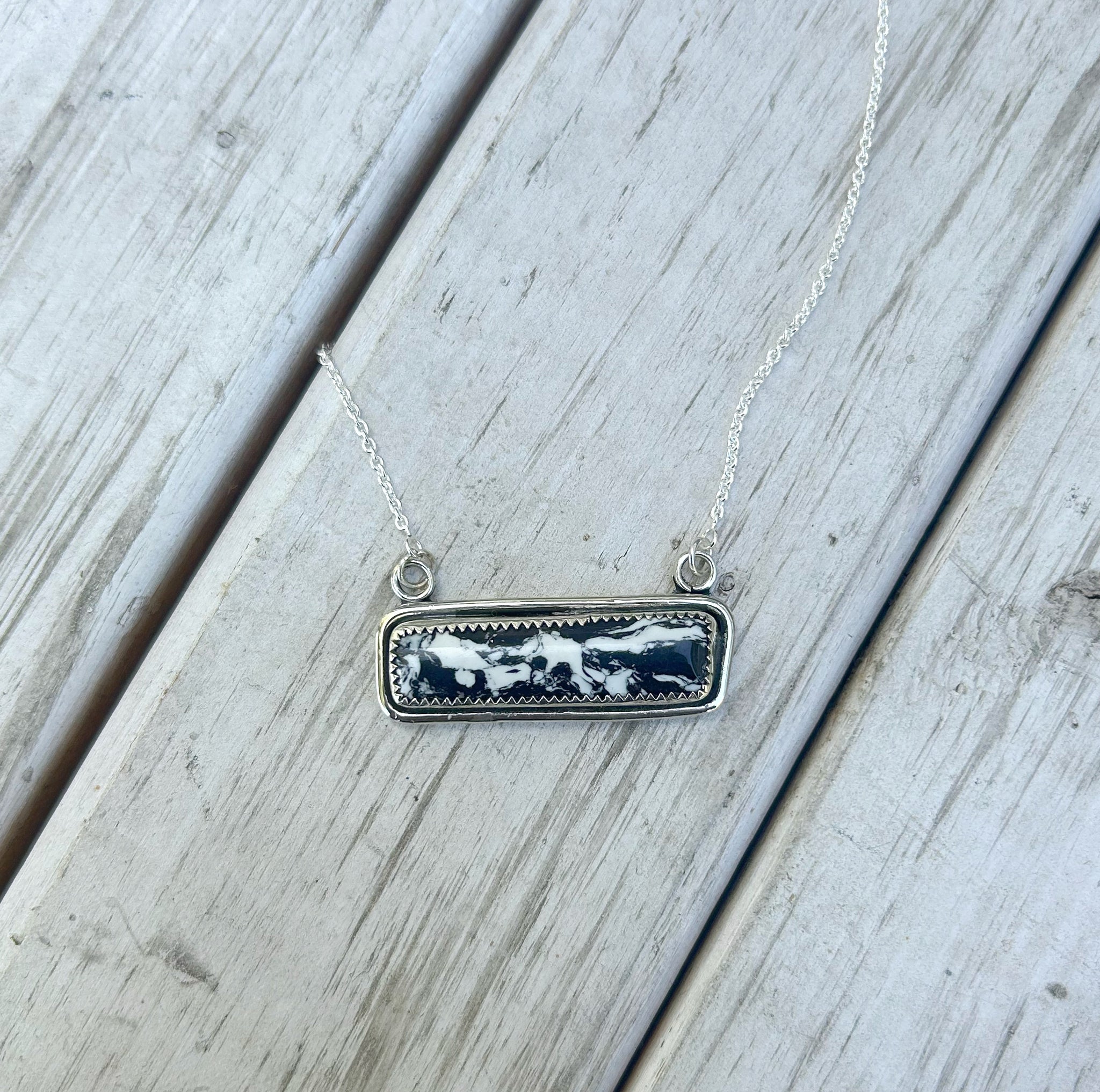 White buffalo bar necklace