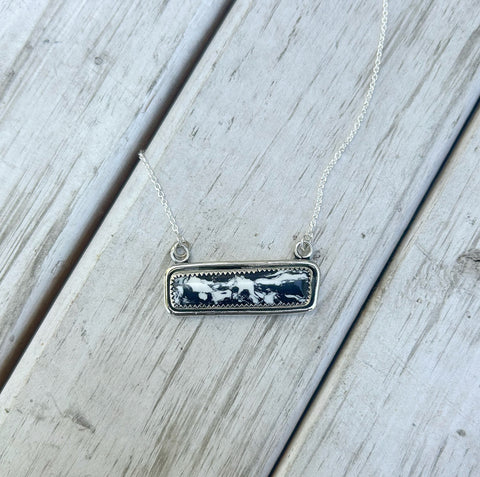 White buffalo bar necklace