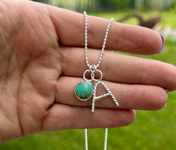 Initial and turquoise necklace